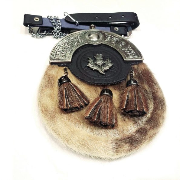 Scottish Men/'s Sporran Leather Seal Skin Kilt Belt /& Buckle Pin Brooch Stag Head